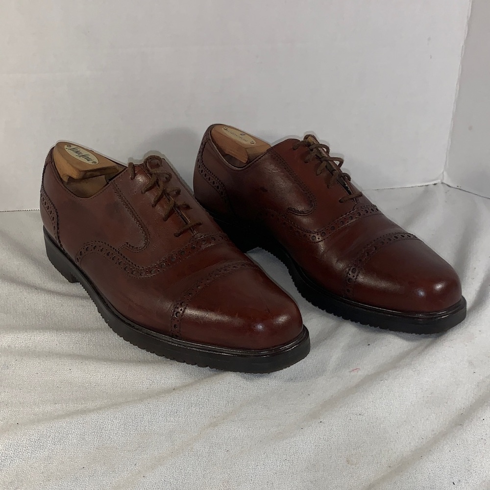Bally Men's Oxford Brogue Brown Leather Dress Shoes
